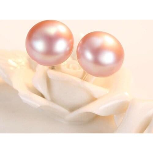 3 Pairs Sterling Silver Real Freshwater Pearl Stud Earrings Kit White Purple Pink Natural Pearl Stud Earrings Set