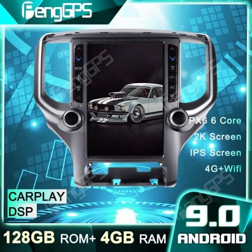 4G+128G GPS Navigation For Dodge RAM 2018-2020 Tesla Style Car DVD Player Android 9.0 Radio Multimedia Car Stereo Headunit