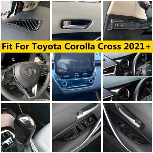 Accessories For Toyota Corolla Cross 2021 ABS Carbon Fiber Look Interior Gear Shift Head Knob / Dashboard Panel Decor Cover Trim