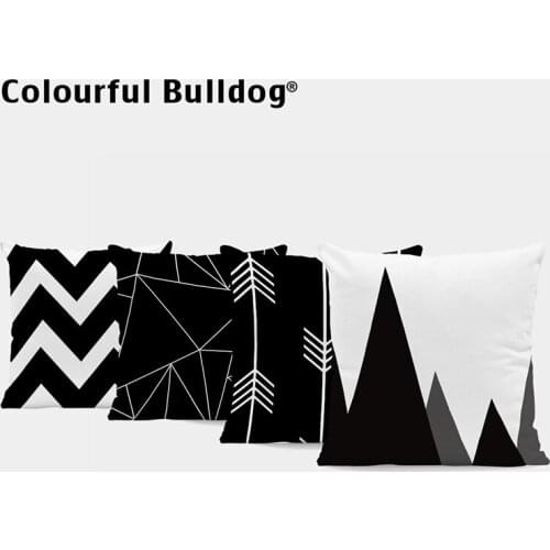 Black And White Geometric Toss Pillow Childlike Chevron Abstract Mountain Cushion Case Gifts 18X18 For Teens Throw Pillow Cover