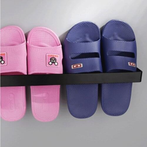 Black Bathroom Towel Holder Rail Bar Shoe Rack Wall Mounted Aluminum Kitchen Hand Towel Rack Storage Shelf Home Organizer