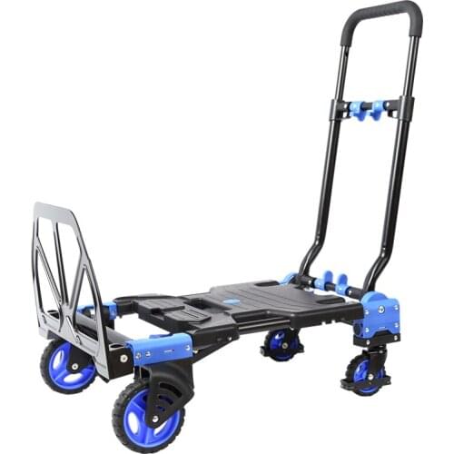 Dual-Purpose Household Trolley, Folding Portable Four-Wheel Flatbed Truck For Home, Auto, Office, Logistics Warehousing