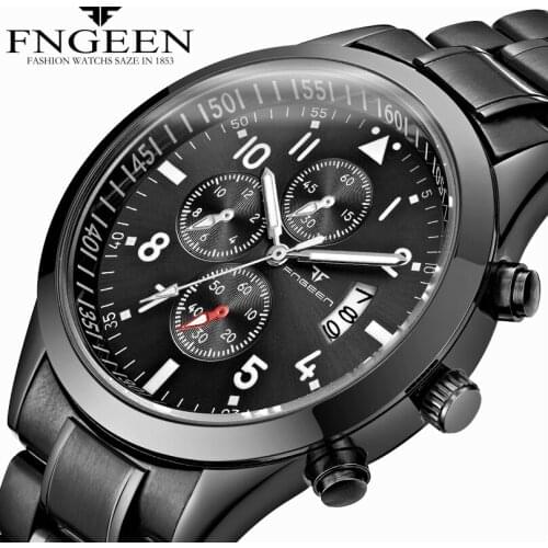 FNGEEN Mens Watches Men Fashion Top Brand Luxury Business Male Clock Wristwatches Steel Sport Quartz Watches Relogio Masculino