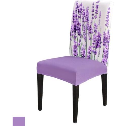Lavender Plant Flowers Office Chair Cover Spandex Chair Cover Elastic Printing Home Hotel Wedding Dining Chair Covers