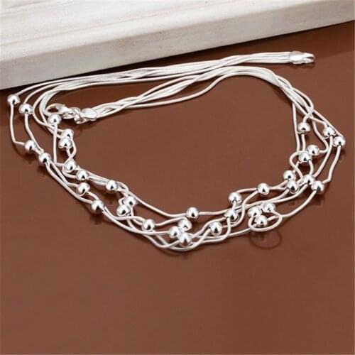 Hot sale wholelsale retro charm silver color chain women wedding light bead Necklace Fashion trends Jewelry Gifts