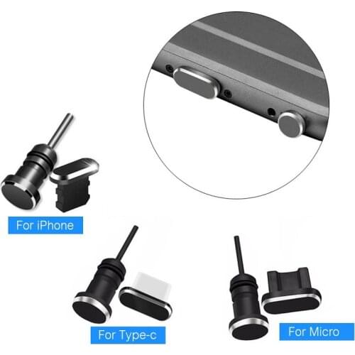Metal dust plug Micro USB Type C charging port earphone jack retrieve card pin for iPhone Huawei Xiaomi MI android phone