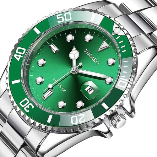 Mens Watch Luxury Gold Classic Fashion Date Clock Mens Sports Green Watch Mens Quartz Watch Relogio Masculino Mens Gift