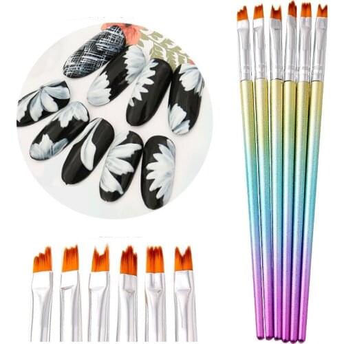 6pcs/set Nail Art Brushes Set French Smile Half Moon Shape DIY Drawing Brush Manicure Gradient Color Painting Pen