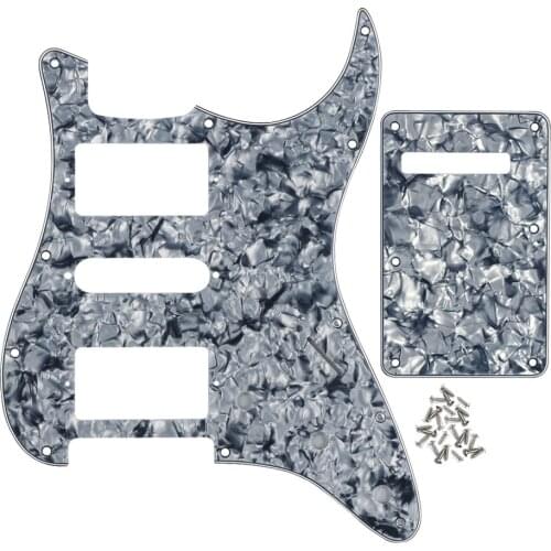 Set of HSH Guitar Pickguard Scratch Plate & Back Plate & Screws for USA/Mexican Modern Standard Strat Guitar Parts Grey Pearl