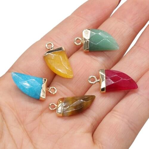 Natural Stone Amethysts Quartz Pendant Knife Shape Lapis Lazuli Charms for DIY Earrings Necklace Jewelry Making Size 10x22mm