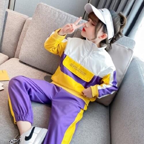 3-12y teens Girls Tracksuits Autumn Children Clothing Girls Suit Baby Girls Jacket Pants sets fashion sportswear Kids Clothes
