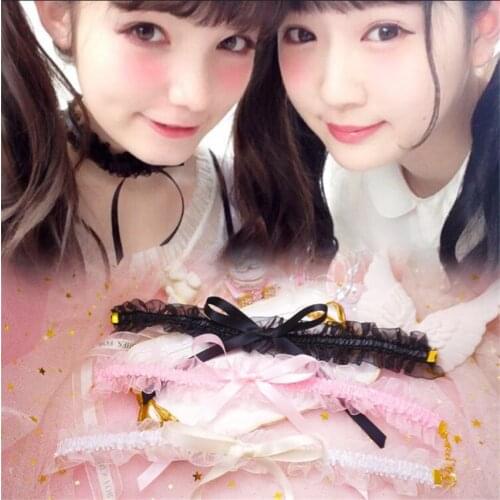 Lolita Lace Choker Necklaces Gothic Girl Bow Sweet Collar Necklace Women Maid Cosplay Party Jewelry D901
