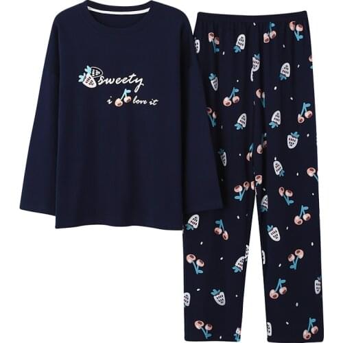 Large Size M-5XL Women Pajamas Sets Soft Nightwear Autumn Winter Long Sleeve Pyjamas Cartoon Print Sleepwear Female Pijamas Muje