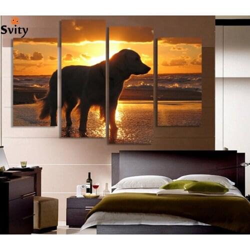 Pop Art Hot Sell Painting Dog seascape Painting On Canvas Handpainted Lovely Animal Paintings For Living Room Home Decorations