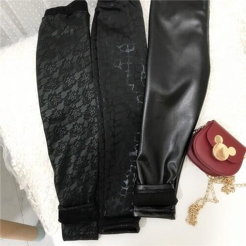 Dropshipping Stretch Fleece Warm Leather Pants Childrens Autumn and Winter New Thick Leggings Childrens Clothing Girl