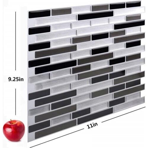 Peel And Stick Wall Tiles Easy Clean Waterproof Oilproof PU Self Adhesive Black Gray White Wallpaper for Kitchen and Bathroom