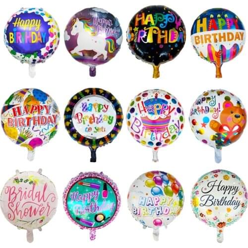 50pcs 18inch Happy Birthday Balloon Aluminium Foil Helium Party Balloon Mylar Balls For Kid Party Decoration Toys Air Globos