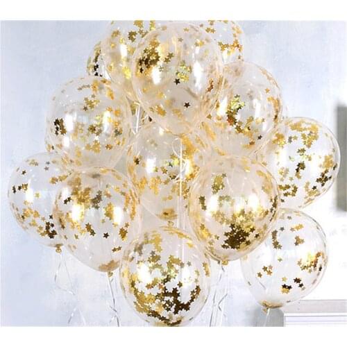 10pcs Clear Balloons Gold Star Foil Confetti Transparent Metallic Balloons Happy Birthday Baby Shower Wedding Party Decorations
