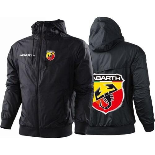Unisex ABARTH Summer Mens Sports Punk Leisure Fleece Sweatshirt Cardigan Streetwear Hoodies Zipper Patchwork Harajuku Jacket