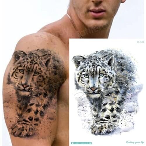Tiger tattoo for boys temporary body tattoo men arm sleeves leopard print sexy temporary tattoos large big size on back leg