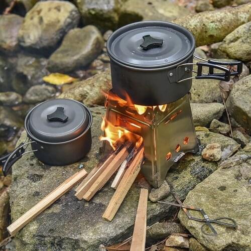 Outdoor Camping Survival Tool Wood Stove Portable Folding Wood Steel Stove Survival Cooking Hunting Picnic Stove