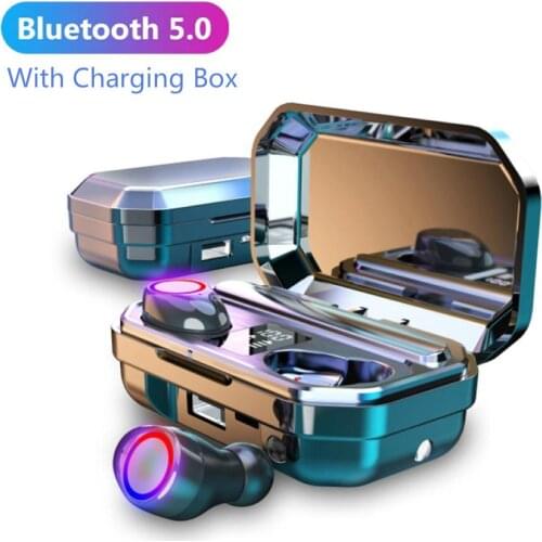 LUSHUO TWS Bluetooth 5.0 Earphones with Charging Box Wireless Earphone 9D Stereo Waterproof Earbuds With Flashlight M12