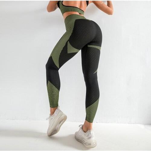 Women Casual Running Yoga Tights Color Block High Waist Sport Tights Workout Dancing Fitness Elastic Leggings Female Tights