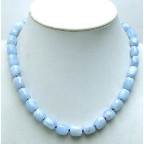 Qingmos Natural 9*12mm Freeform Blue Aquamarines Necklace for Women with Genuine Gemstone Necklace Jewelry Chokers 17'' nec5674