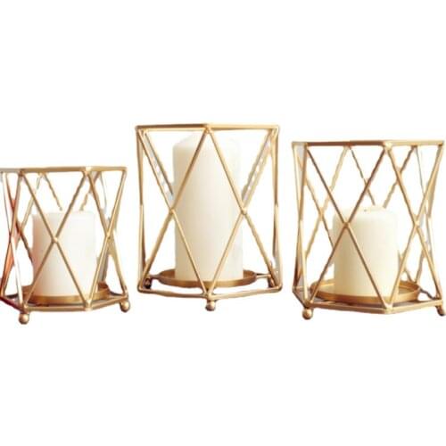 Golden Geometric Candle Holder Metal Nordic Romantic Wedding Table Candlestick Simple Dinner Table Portavelas Home Decor BS60CH