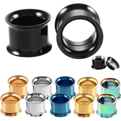 2Pcs Steel Colorful Anodized Double Flared Internally Thread Screw Fit Ear Flesh Tunnel Plug Ear Gauge Expander Piercing Jewelry