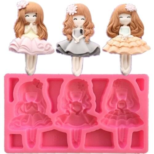 3 Girl Princess Shape Silicone Mould Chocolate Fondant Soap Candy Cake Molds Kitchen Baking Cake Decorating Tools K091
