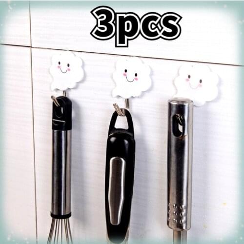 3pcs/set Clouds Hanger Clothes Towel Holder Racks Strong Self Adhesive Door Wall Hangers Hooks Kitchen Bathroom Accessories