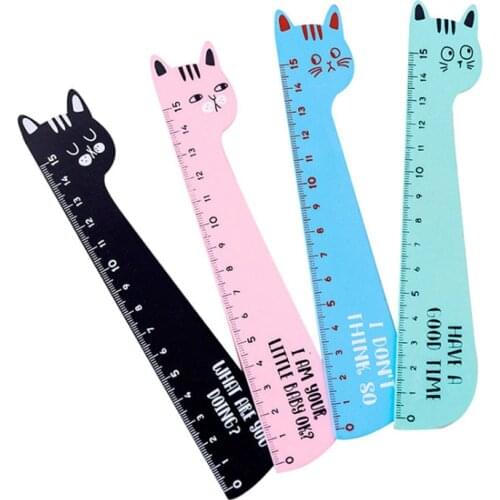 30pcs/lot Lovely Cat Straight Ruler Wooden Kawaii Tools Stationery Cartoon Drawing Gift Office School
