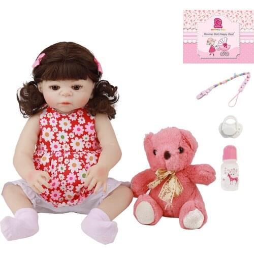 48CM Lifelike Reborn Girl Doll Full Silicone Vinyl Body Fashion Realistic Newborn Baby For Childrens Day Gifts Present 18 Inch