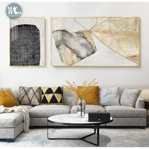Abstract golden geometric stone lines texture wall art Canvas Painting Prints Posters wall Picture for Living Room bedroom Decor