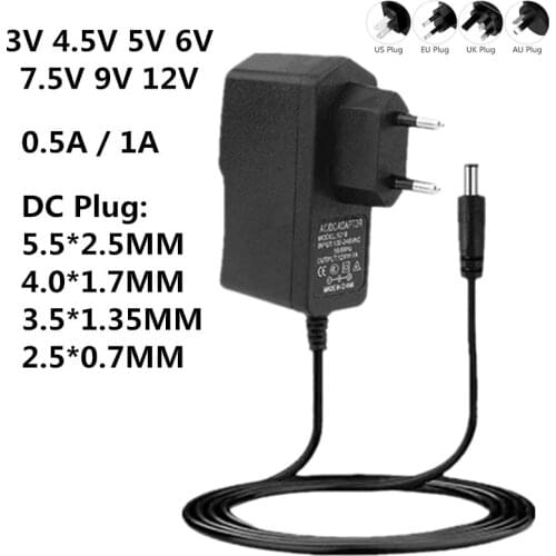 AC 110-240V DC 3V 4.5V 5V 6V 7.5V 9V 12V Universal Adapter 0.5A 1A Power Supply Charger 12 V Volt for LED Light Strip CCTV TVbox