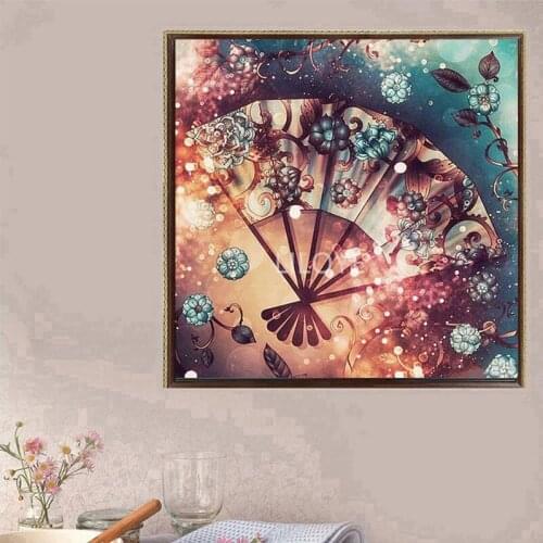 Japanese style Diamond Embroidery,fan,5D,Diamond Painting Cross Stitch,full square round,Diamond Mosaic,Decoration Home FG2093
