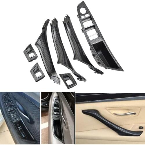 New Car Carbon Fiber For BMW 5-series F10 F11 F18 Interior Inner Door Pull Handle Trim Cover Panel Assembly 520
