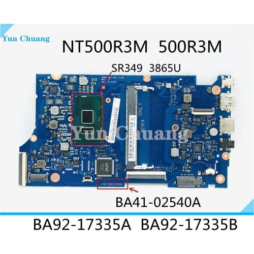 BA92A-17335A BA92-17335B BA41-02540A For Samsung NT500R3M 500R3M Laptop motherboard SR349 3865U CPU 4GB RAM DDR4 Full Tested