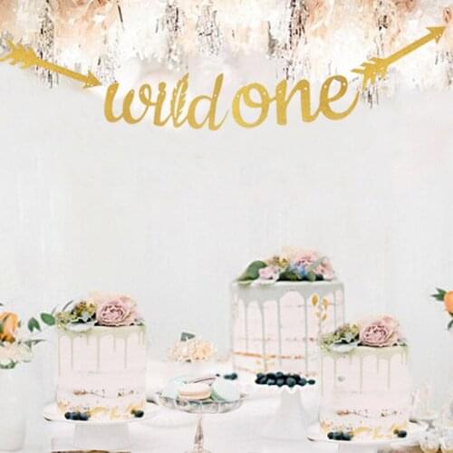 JQSYRISE 1Set Wild One Banner Boy Girl 1st Birthday Party Decoration Baby Shower ONE Year Bunting Garland Anniversary Supplies