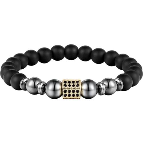 JAAFAR In the natural pearl bracelet chain pattern pave the micro black rock of zircon, square rock mens jewelry bracelet as319