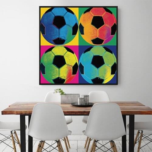 Colored Football Painting Home Decorative Canvas Painting Poster Paintings Wall Art Canvas Soccer Messi Posters and Prints