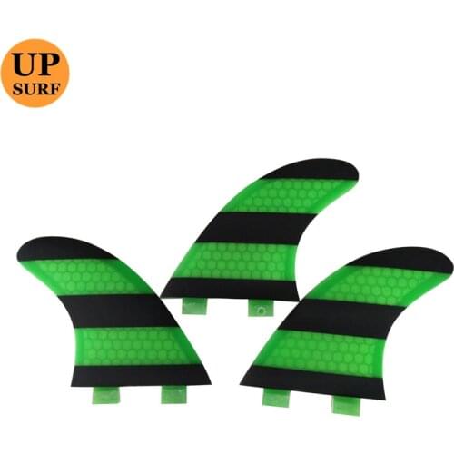 Double Tabs thruster fins M/L Size Fiberglass fins Black With Green color Fins Surfboard Fin surfboard accessories