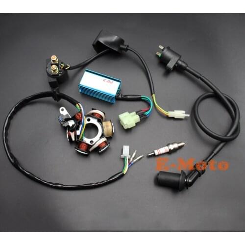 Ignitio Coil 6 Hole Stator Spark Plug Performance CDI Solenoid Relay For GY6 150cc Scooter New E-Moto