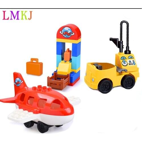 Big Size Building Blocks Sets Busy Airport 37PCS Diy Bricks Compatible with Duploed Educational Toys gifts for children and kids