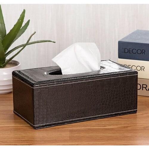 Car Tissue Box Wooden Storage Boxes and Bins Napkins Paper Towel Rattan Wood Fabric Holder for Home Office Decorative Wipe Gold