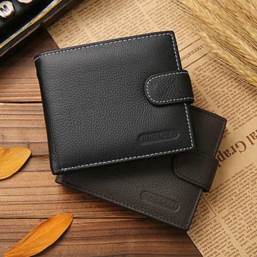 New Style Mens Fashion Leather Money Wallets ID Credit Card Holders Black Coffee Hasp Standard Wallets