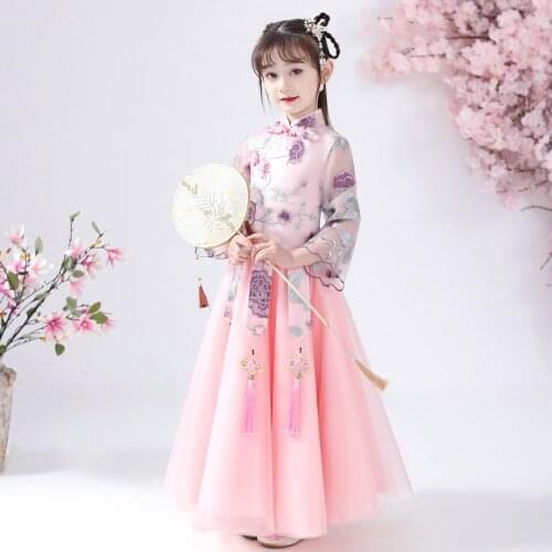 Girls Lace Cheongsam Chinese Flower Girl Dress Pageant Kids Dresses Princesss Dresses for Party and Wedding Prom Dresses