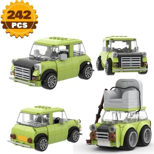 MOC Technical Speed Champion Mustanged Vehicle Mr Beans Sports Racing Car Mini Model Set Building Block Toy for Children Gift