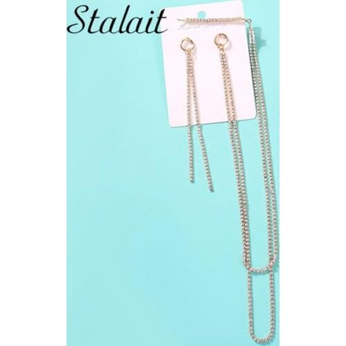 Fashion Full Crystal Rhinestone Hair Clips Asymmetry Long Barrettes Ornament Hair Jewelry Accessories